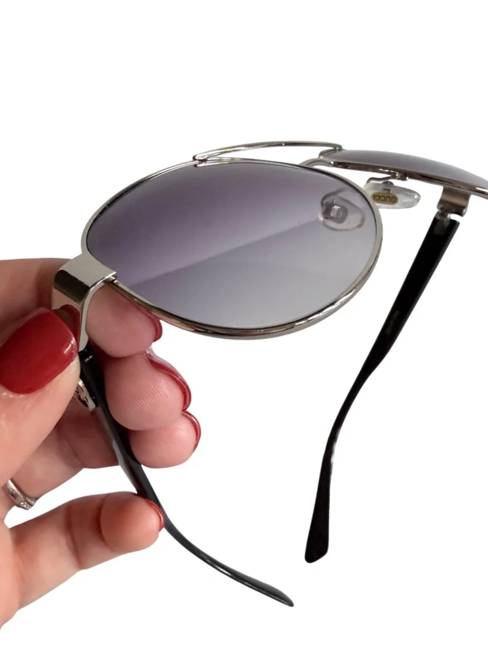 Designer inspired aviator, sunglasses, silver
